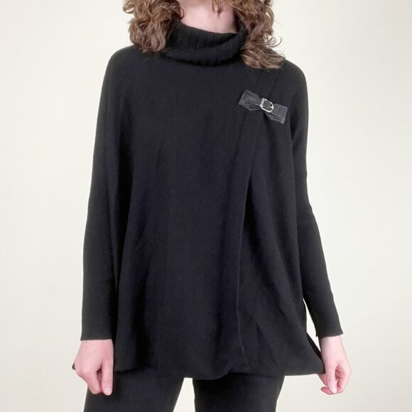 100% Cashmere Neiman Marcus Sweater Cape Shawl Loose Oversized Relaxed Fit Long - Picture 1 of 8